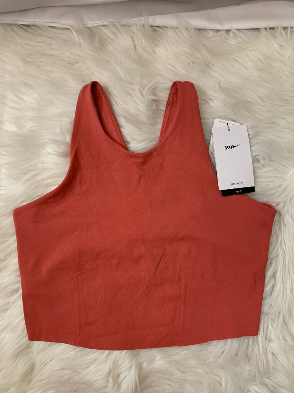 NIKE YOGA Dri-FIT Luxe Shelf-Bra Cropped Tank in Adobe Sz MEDIUM